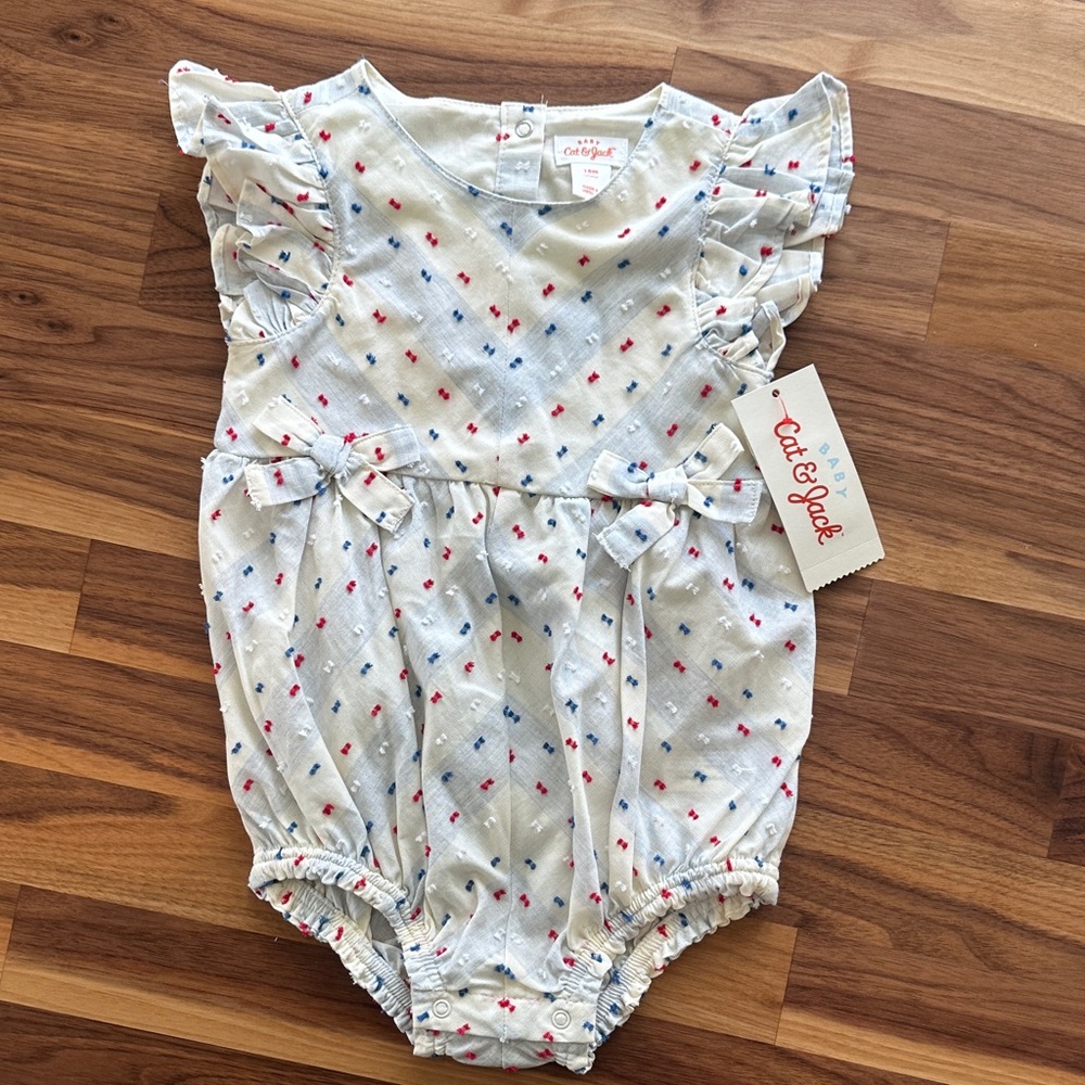 Cat & Jack Patterned Baby Romper with Ruffles